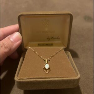 Vintage Gold  Filled Necklace with Genuine Opal Pendant